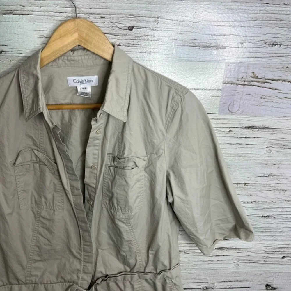 Calvin Klein khaki dress short  sleeve size 12 petite - Picture 4 of 8